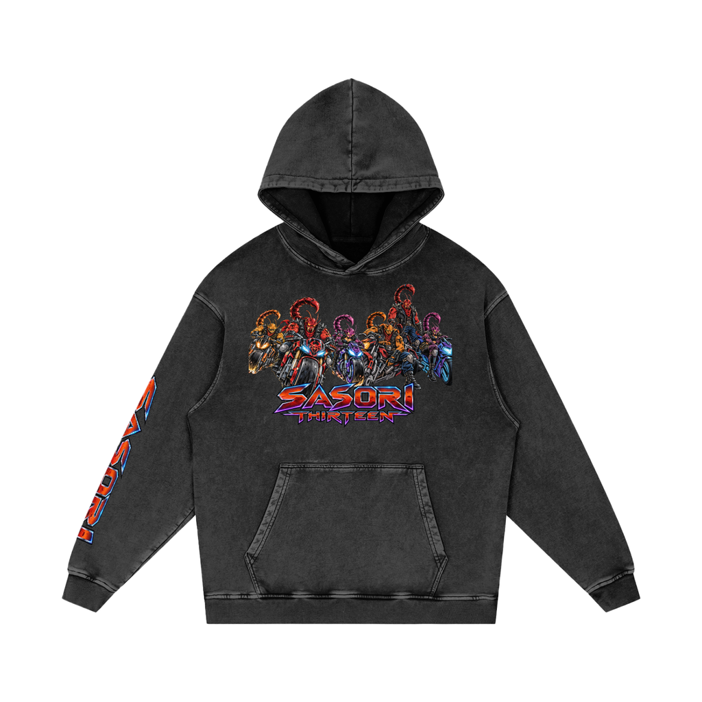 Snow Washed Scorpion from mars Loose Cotton Hoodie